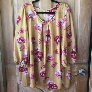 Pretty Yellow Rose Blouse 2X
